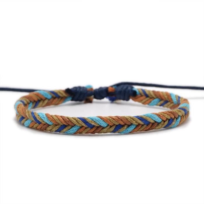 CALLARON Lot De 2 Bracelets D'amitié Tressés Réglables En Corde Tissée