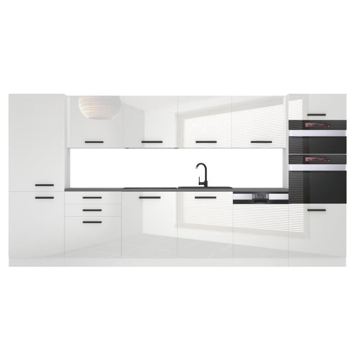 Cuisine Complète - B BELINI GROUP - NAOMI - Blanc Très Brillant - 360 cm - Design Contemporain