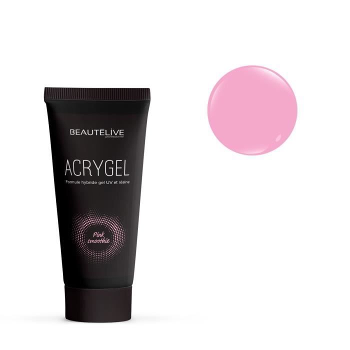 Acrygel - BEAUTÉ LIVE - Pink Smoothie - Résine et gel UV - Modelage facile - Convient à tous les types d'ongles