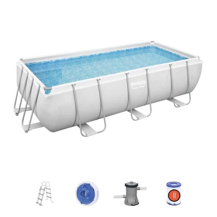 Kit piscine tubulaire EASY LUXE rectangulaire 5,70 x 3m filtration à sable