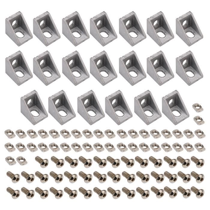 4 équerres D'angle 90° En Aluminium - Série 2020 - Noir - Uxcell