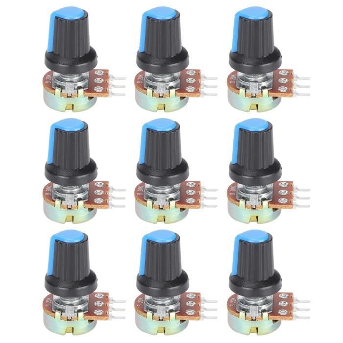 Potentiomètre Rotatif Double Tour WTH118 22K Ohm – 8 Bornes | Pour Réglage Volume Audio | Arbre Moleté