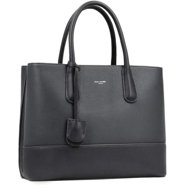 David Jones - Grand Sac a Main Femme Elegant - Sac PU Style Cuir Veritable - Cabas Fourre-Tout a 2 Compartiments Poches Multi