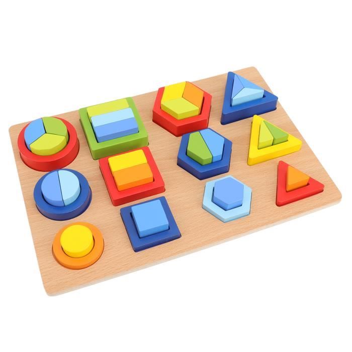 Jastown Puzzle en bois caché Montessori pour enfants de 3, 4, 5, 6 ans, jeux éducatifs Montessori noir et blanc pour enfants, jeu assorti de formes