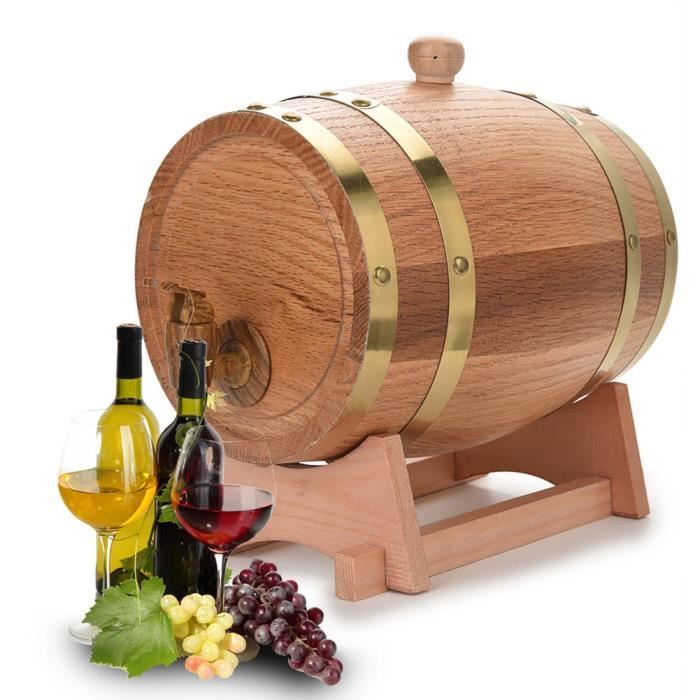 GOTOTO Tonneau de Vin 10L Baril de Whiskey Distributeur de Vin en Chêne Vintage pour Stockage de Vins Bière Whiskle 
