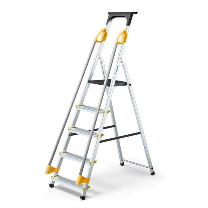 Escabeau 5 marches DURAMP avec rampes de sécurité et porte-outils Host