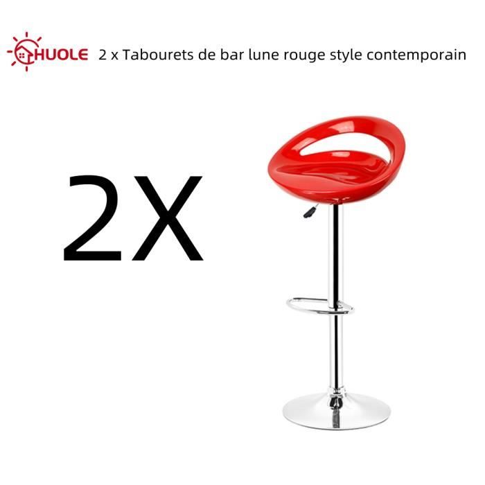 Tabourets de bar lune rouge style contemporain réglables en Hauteur 55 cm - 75 cm - HUOLE