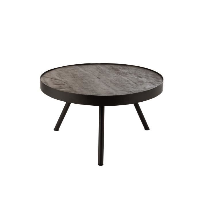table gigogne - j-line - blanc - aspect bois - rectangulaire - meuble de salon