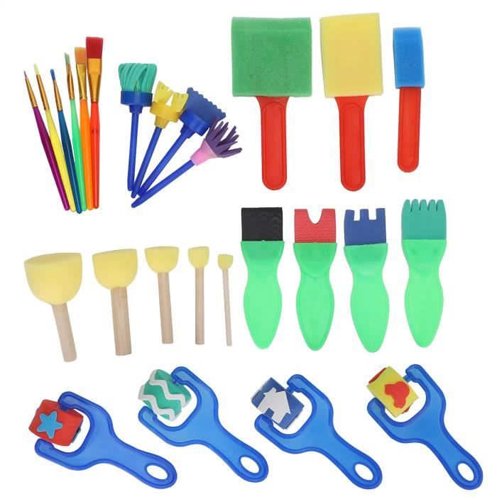 Kit De Peinture éponge Pour Enfants – Tampons, Brosses, Rouleaux, Outils Créatifs, Bricolage, Cadeau éducatif