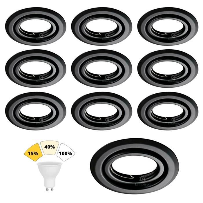 Dstockage Lot de 10 Spot Led Encastrable Noir Extra Plat, 7w Rond Plafond  Encastrs ledet, lumire chaude 3000k, ac 220-240v, ip44, spot led interieur  pour ba