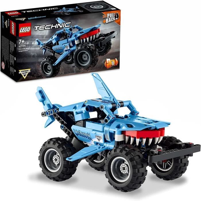LEGO 42134 Technic Monster Jam Megalodon, Jouet de Voiture , 2 en 1, Truck et Low Racer Lusca, Vehicule a Retrofriction, pour