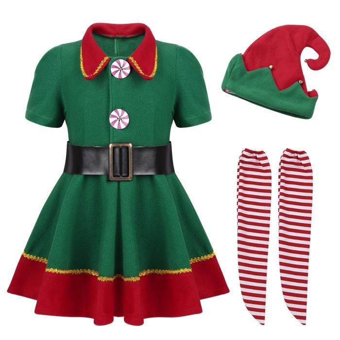 Enfants Filles Garçons Noël Lutin Pyjama Festif Ensemble Costume Âge 2-13 An