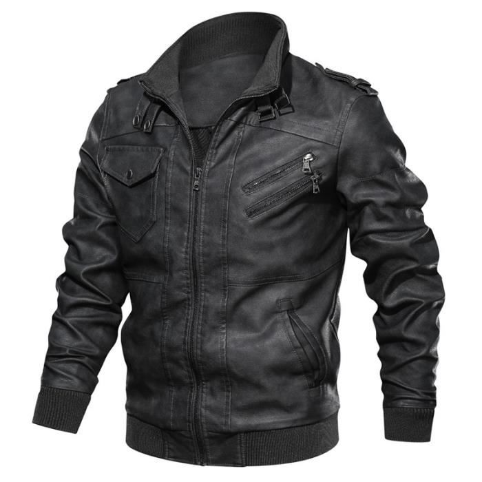 Veste Bomber En Cuir Synthétique Homme - Capuche Amovible, Coupe-Vent & Doublure Chaude Hiver