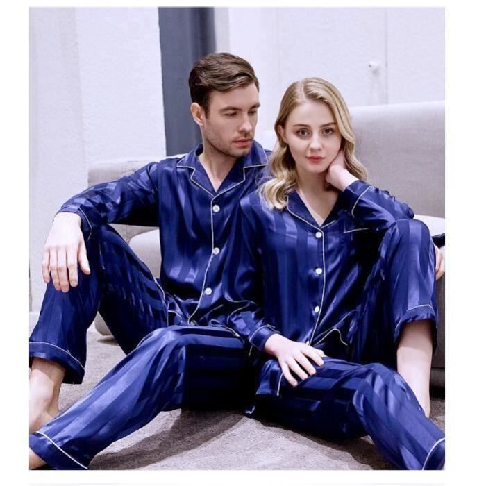 Importé - Ensemble Pyjamas en soie pour Homme et Femme –