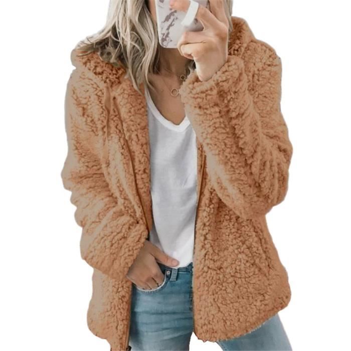 Manteau MISSMAO en Peluche pour Femmes Automne-Hiver brun Brun - Cdiscount Pr??t-?�-Porter