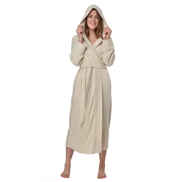 Peignoir Femme Long Avec Capuche - Taille Haute, Ceinture, Poches - Douillet Hiver, Après-Douche