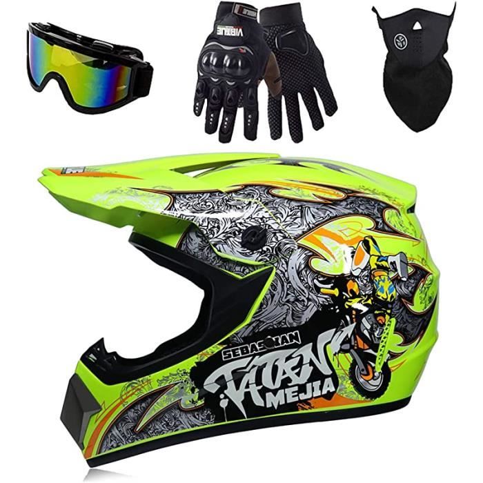 Casque Motocross HUSHUI Intégral - Avec Lunettes, Gants Et Écran Facial (Adulte)