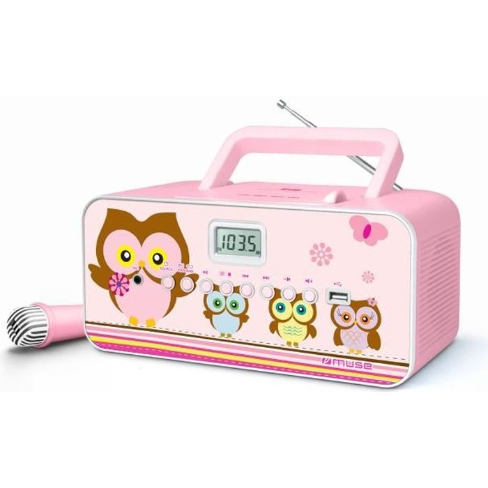 MUSE Boombox Lecteur CD/MP3  M-29 KP - Num&eacute;rique FM/MW PLL - LCD - Rose 