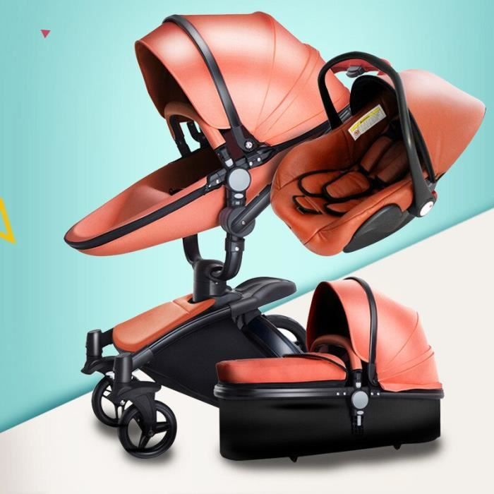 BRUNE- Cuir poussette bébé de luxe poussette 3 dans 1 Pliage envoyer  cadeaux - Cdiscount Puériculture & Eveil bébé