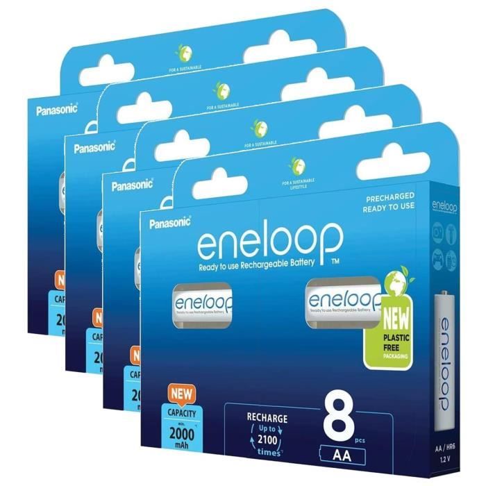Lot de 4 Eneloops Pack 8 Piles Rechargeables Mignon AA 2000mAh Ni-MH ...