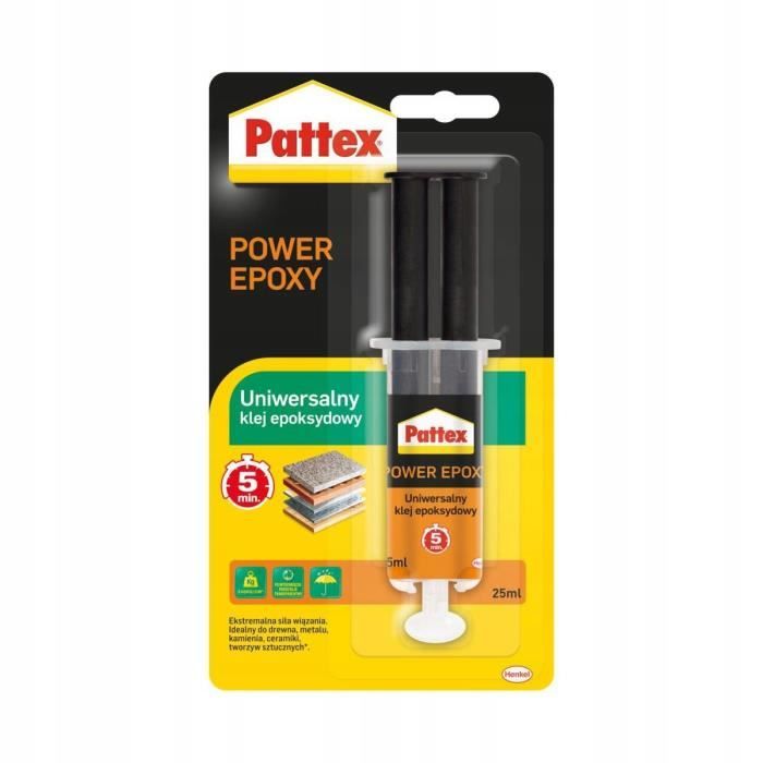 Colle époxy Pattex Power Epoxy 25 ml Réparation rapide Résistance à l