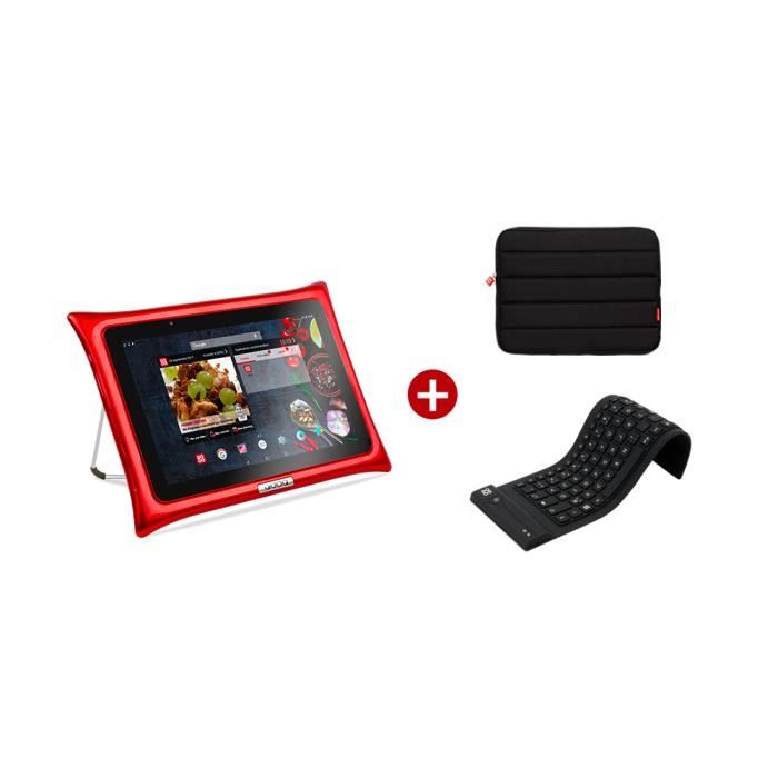 Tablette Android Qooq Ultimate rouge 10 pouces + housse QOOQ + clavier ...