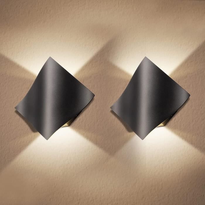 Applique Murale Extérieure LED 24W 2250 Lumens 3000K - Étanche IP66 Lot De 1 Noir