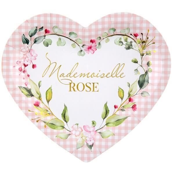Assiette en papier Mademoiselle Rose - Lot de 10 : Assiettes