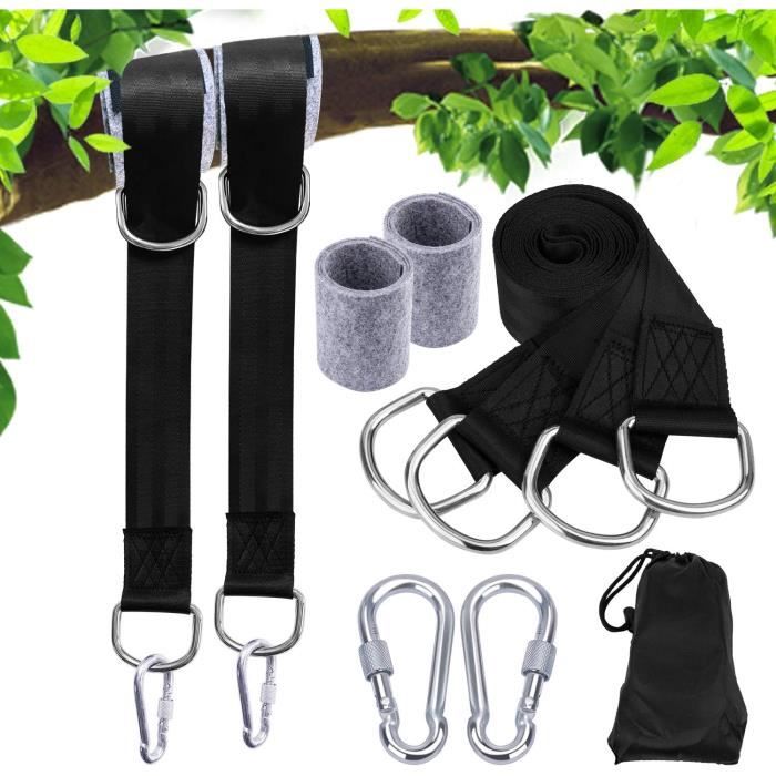 Sangles Hamac Avec Mousquetons Acier Inox - Réglables - Capacité 454kg - Pour Hamac, Balançoire, Yoga Aérien