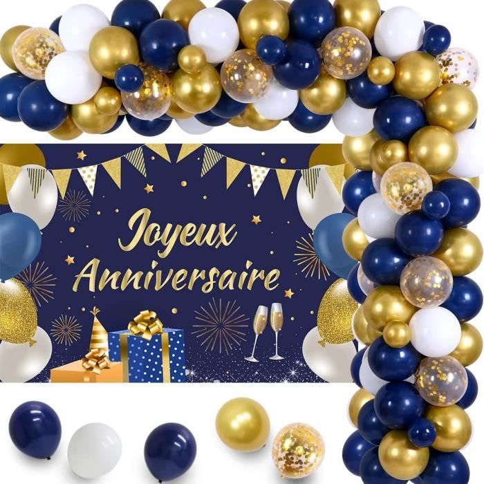 60pcs Ballons Anniversaires Décoration de Fête d'Anniversaire Bleu