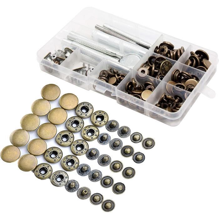 Kit 323 Pièces De Fermoirs à Bouton Pression + 2 Outils De Fixation + 1 Pince – Neuf