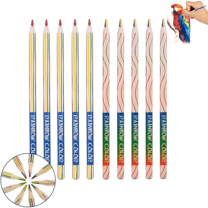 YOUYIKE Arts Crayons de couleur, crayons de couleur arcenciel, 10