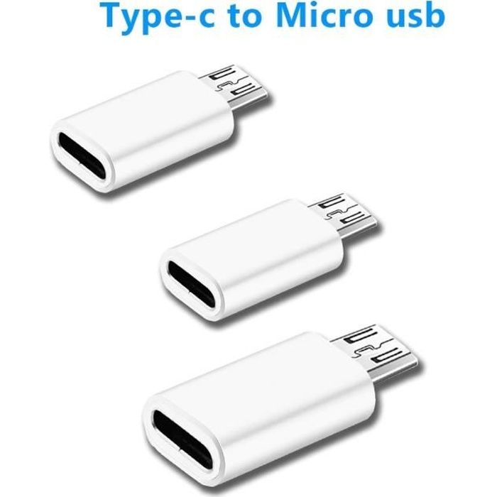 3 X Adaptateur Micro USB vers USB C (USB type C) - Blanc - Cdiscount  Informatique