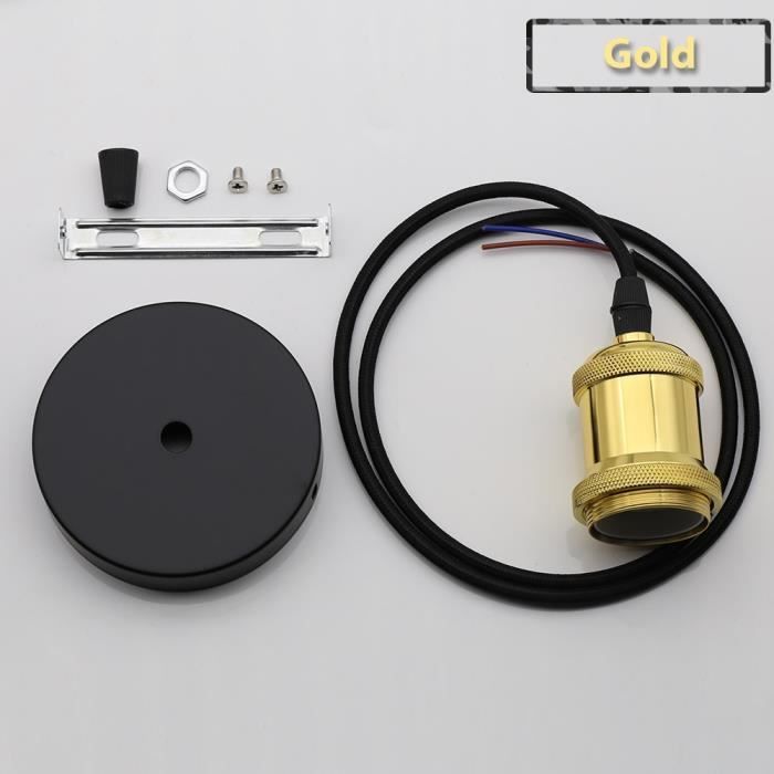 Vecys Base Lampe Suspension E27 Avec Câble - Noire, Réglable Et Robuste Pour Bricolage