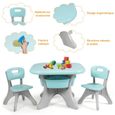 COSTWAY Ensemble Table et Chaises pour Enfant, Inclus 1 Table et 2 Chaises, Matériau Ecologique, Forte Capacité de Charge-1