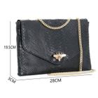 Sac Bandoulière Femme En Cuir Véritable - Motif Serpent, Fermoir Abeille Dorée - Pochette Enveloppe Pour Soirée Ou Quotidien