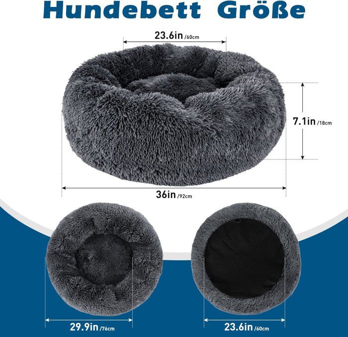 Panier Rond pour Chien, 92 cm Forme de Donut pour Animaux de Compagnie ...