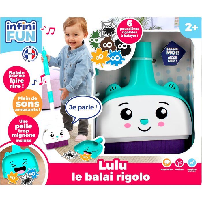 Infini Fun – Lulu Le Balai Rigolo, Balai Parlant Avec Pelle Et 6 Poussières, Jeu D’imitation Ménage, Dès 2 Ans