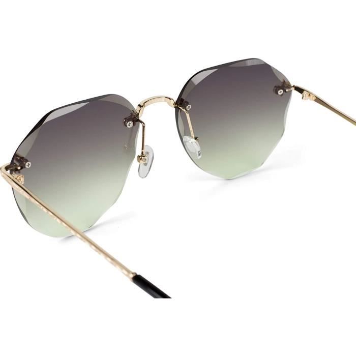 LI Lunettes de soleil pilote non cerclees avec des verres teintes en diamant branches gravees verres rectangulaires 09020106 1153 Achat Vente lunettes de soleil Cdiscount