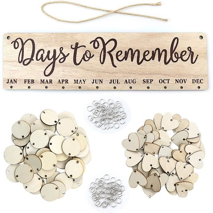 Mainbead Calendrier d’anniversaire en bois à suspendre au mur avec rappel d’anniversaire [581