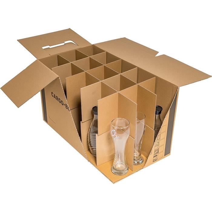 Lot de 10 boîtes en verre Carton de déménagement pour verres, tasses et  bouteilles 15 30 compartiments [309] - Cdiscount Bricolage