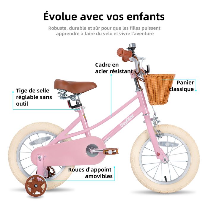Vélo Enfant 14 Pouces - JOYSTAR - Noir - Frein à rétropédalage - Réglable 3-5 Ans - Sport