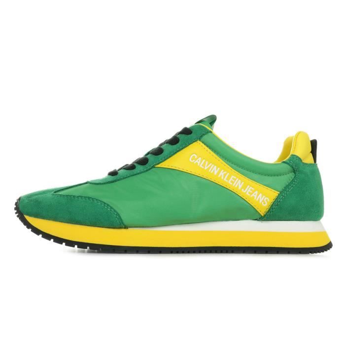 Baskets Calvin Klein Jill Vert jaune noir Cdiscount Chaussures