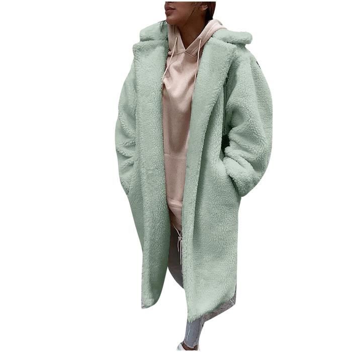 Femmes Dames Chaud Manteau En Fausse Fourrure Veste Hiver Solide Col Rabattu Survetement Menthe verte Menthe verte Cdiscount Pret a Porter