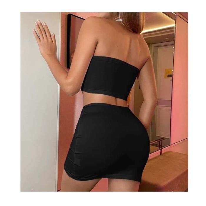l gant Tailleur Jupe Dos Nu La Hanche Femme Ensemble De Jupe