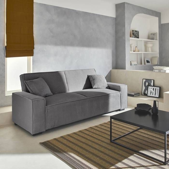 Habo, canapé rapido convertibles 3 places Gris foncé - Maison
