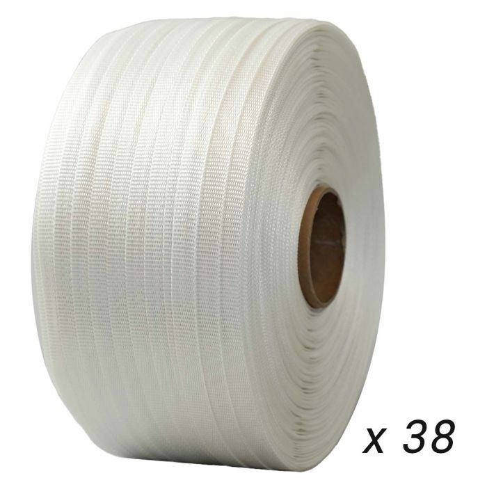TECPLAST Feuillard Tressé Polyester 19 Mm X 500 M - Résistance PRO 750 Kg - Idéal Pour Palettes Lourdes Et Expéditions Sécurisées