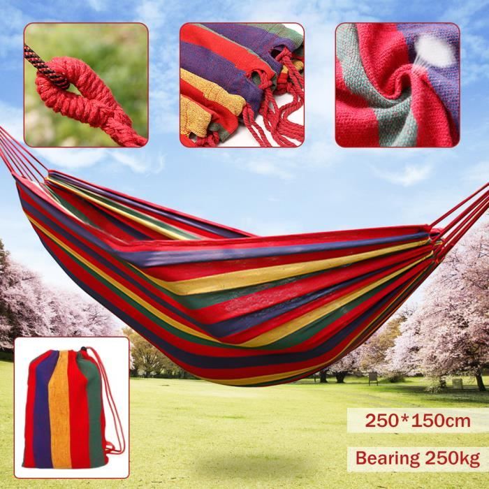 Hamac Camping Extérieur, Hamac Double Portable Avec Corde, Hamac En Toile Durable Avec Bâton En
