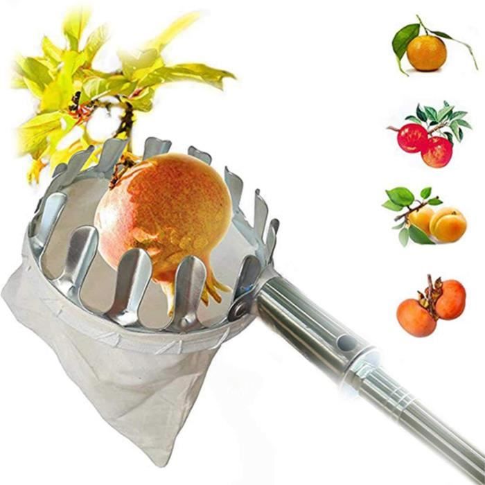 Pique-fruits Universel Avec Panier – Cueille-fruits Orange, Léger, Métal/plastique