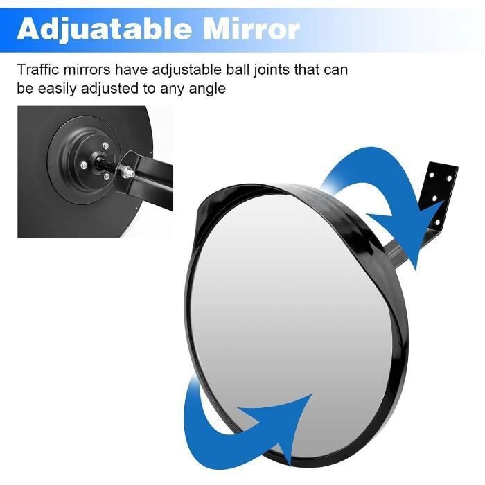 Miroir Convexe Routier SNS SAFETY - 60cm Orange, Pour Angle Mort, Support Réglable Poteau 60mm